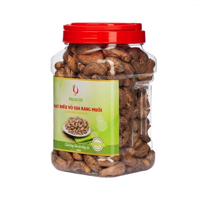 Hạt điều rang muối vỏ lụa Pagacas - Hộp nhựa 500g